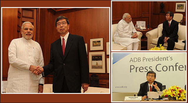 ADB President Takehiko Nakao meets India Prime Minister Narendra Modi, and addresses a news conference.
