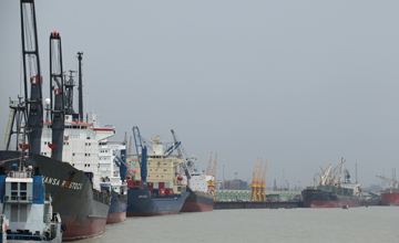 Ships anchored at the Chittagong Port jetty