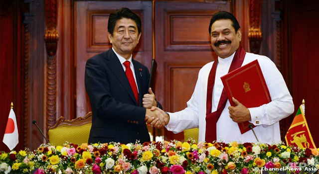 The Prime Minister of Japan, Shinzo Abe and President of Sri Lanka, Mahinda Rajapaksa